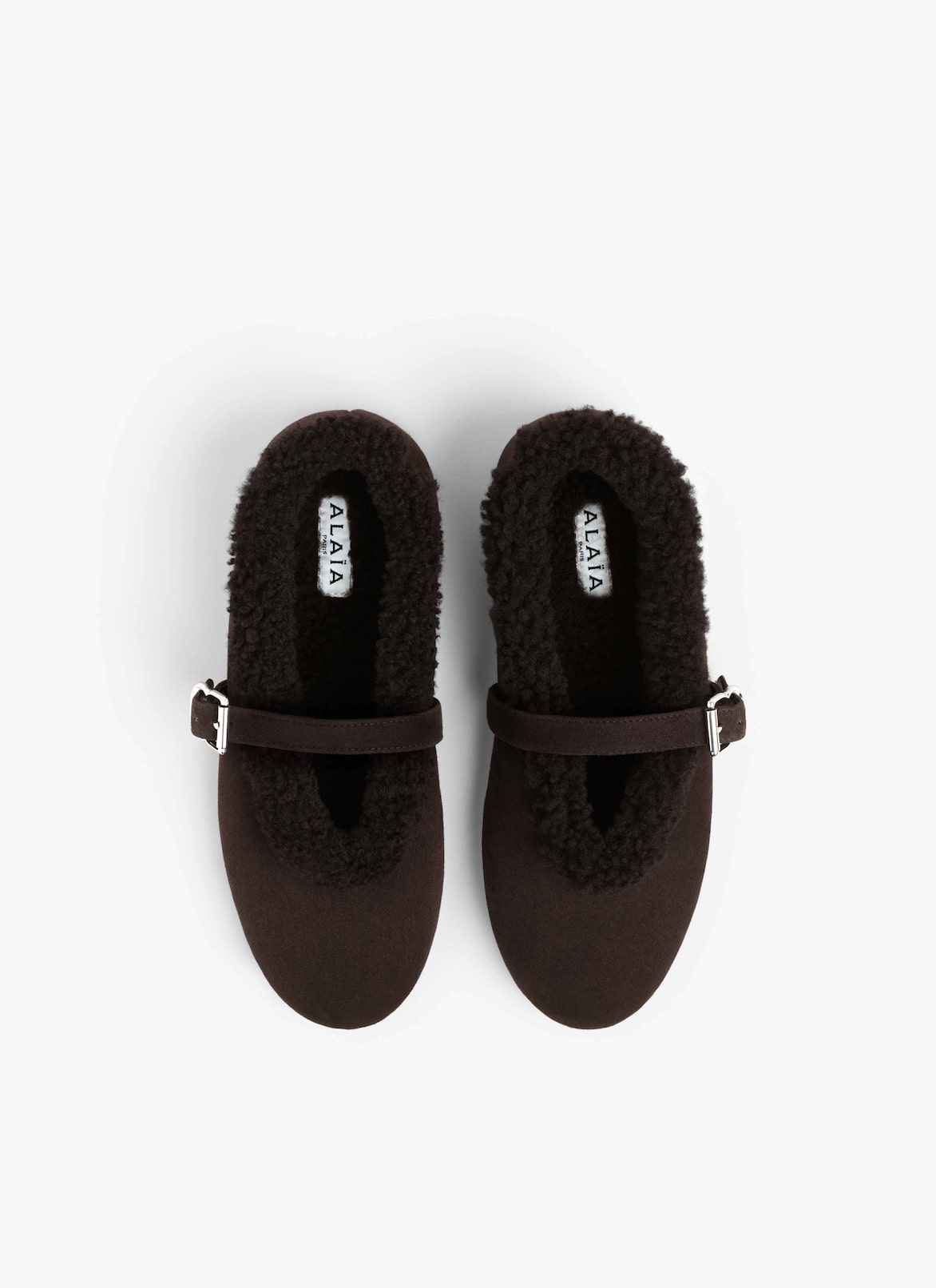 BALLET FLATS IN MERINO SHEARLING ALAÏA BROWN BALLET FLATS IN MERINO SHEARLING